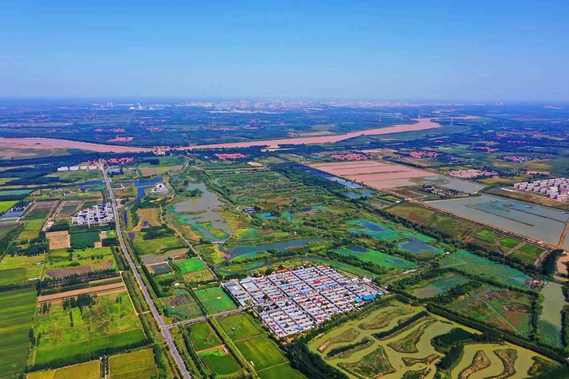 蓑衣樊村俯瞰图。山东省淄博市高青县常家镇供图 黄河边,乡亲们吃上了“生态饭”(图1)