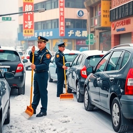 外交部点赞！山东交警街头为过往车辆擦雪，暖了一座城(图1)