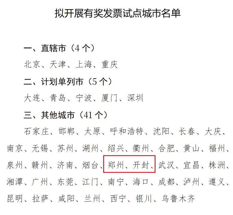 发票别扔能抽奖！有奖发票试点城市公示 郑州、开封入选(图1)