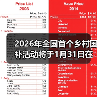 2026年全国首个乡村国补活动将于1月3