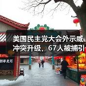 美国民主党大会外示威冲突升级，67人被捕引热议(图2)